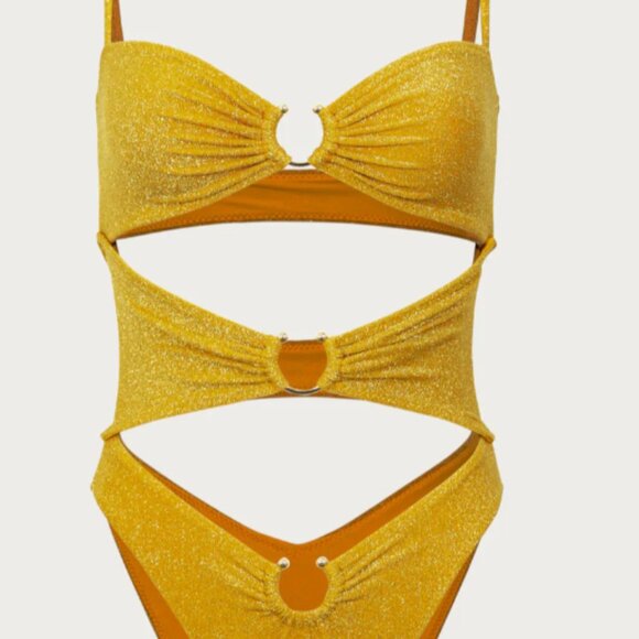 SAME SWIM - Pierced One Piece Gold Shimmer Lurex - Picture 2 of 8